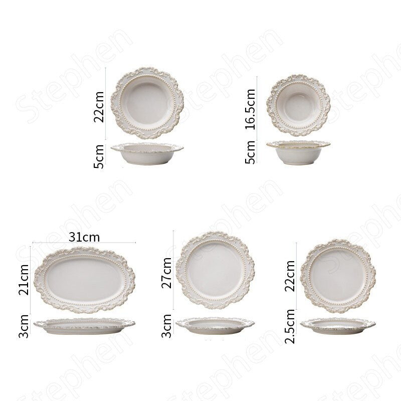 Skandishop Baroque Vintage Ceramic Dinner Plate